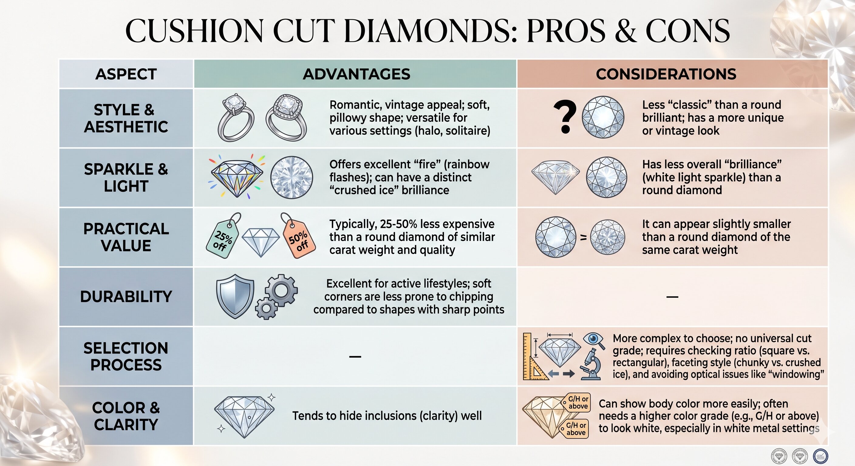 cushion cut diamonds pros cons